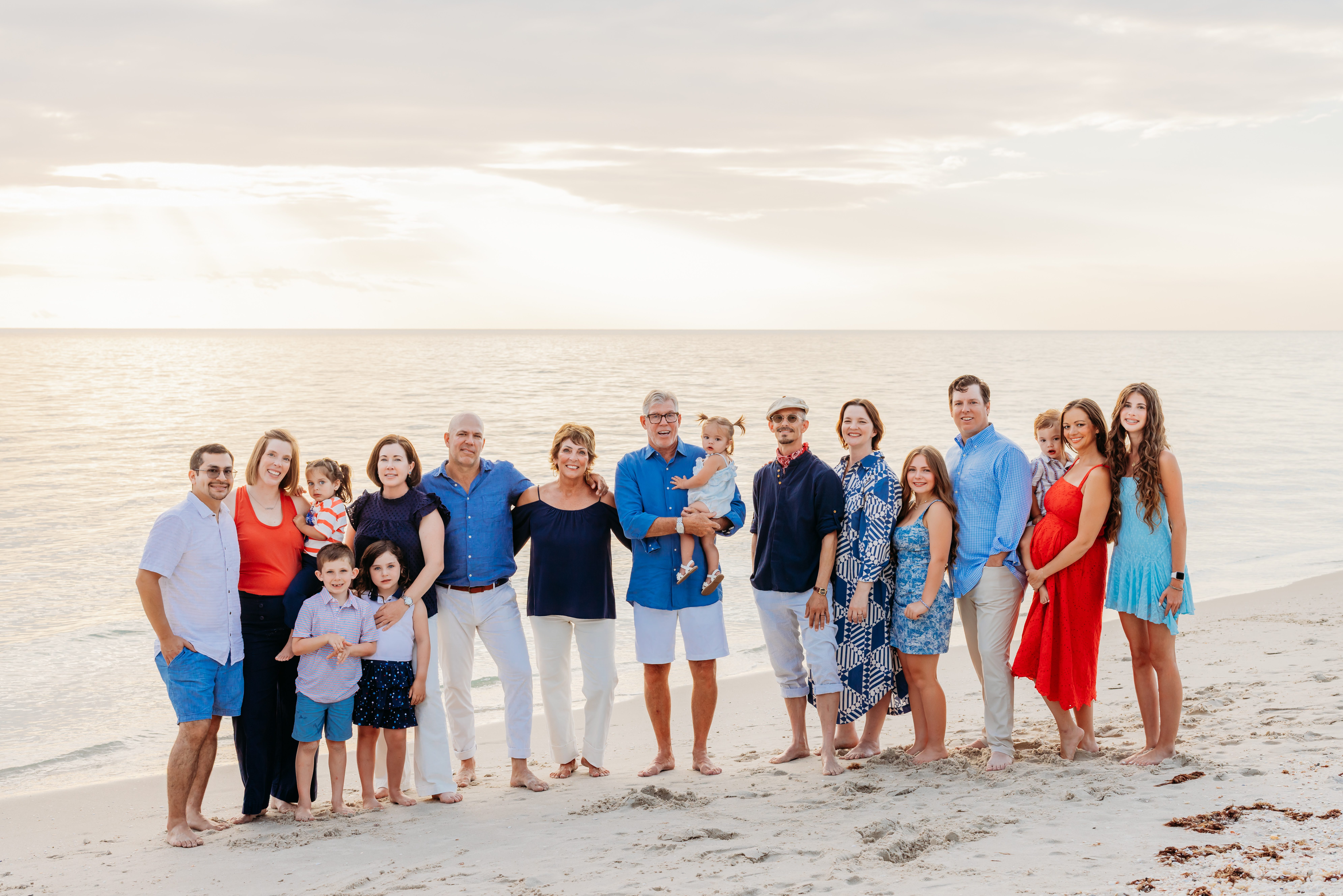 Extended multi-generational family beach portrait in Naples by Kelly Jones Photo